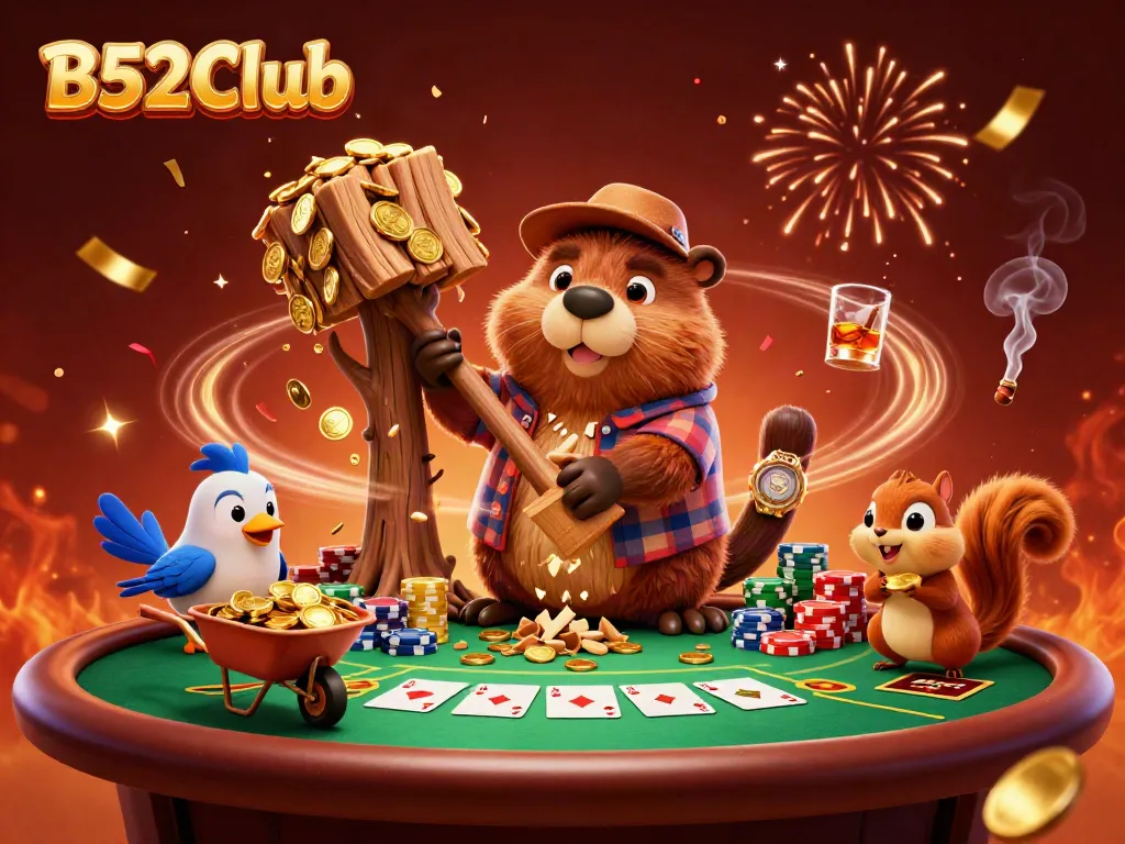 Experience B52Club's thrilling casino atmosphere with dynamic characters and vibrant gaming elements.