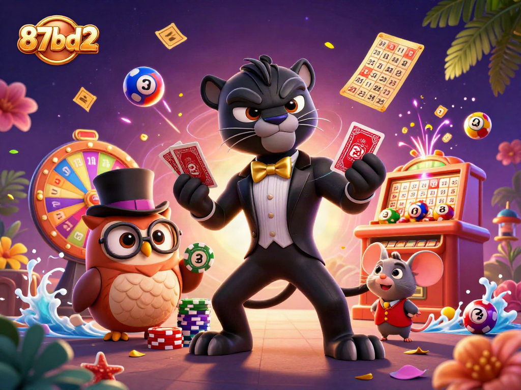 Experience engaging gameplay at 87bd2 while stylish characters deal cards and celebrate winning moments.