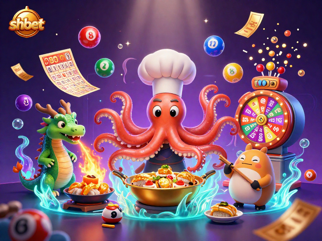 Winning games at shbet with vibrant characters in a dynamic casino illustration.