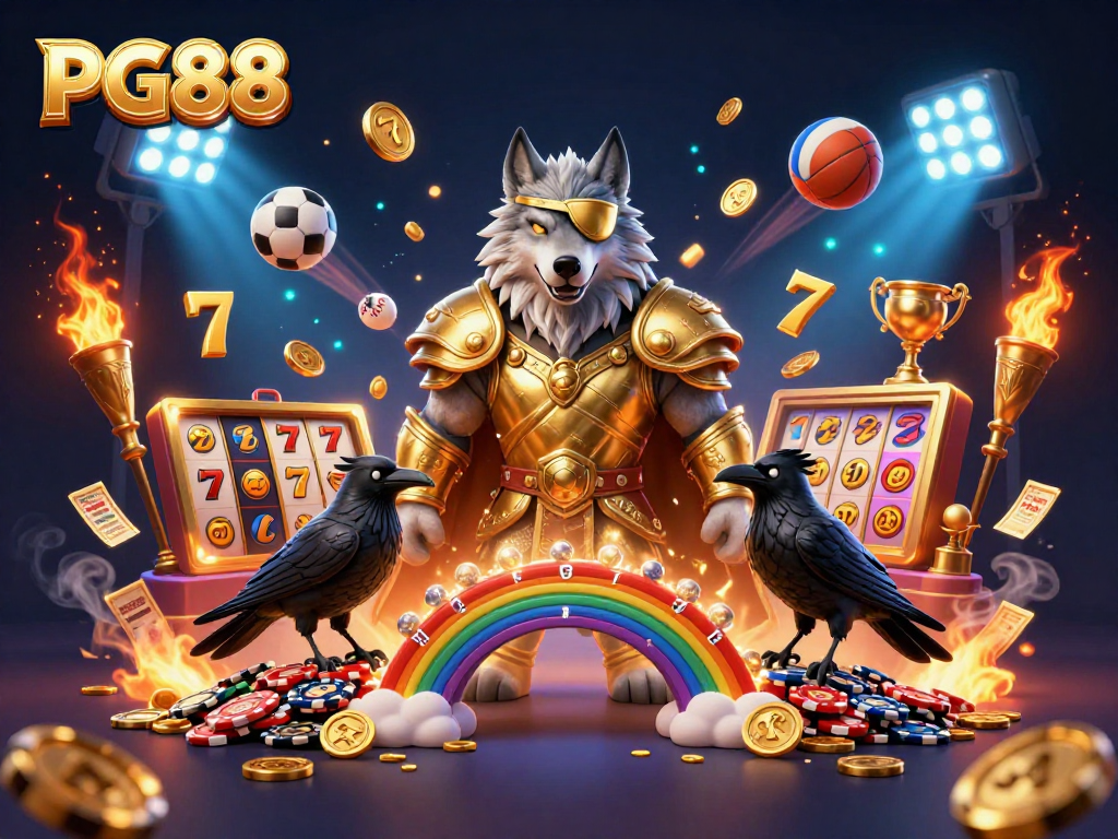 Experience thrilling gaming action with PG88, featuring an Odin wolf and Ravens in a slot-themed fantasy.