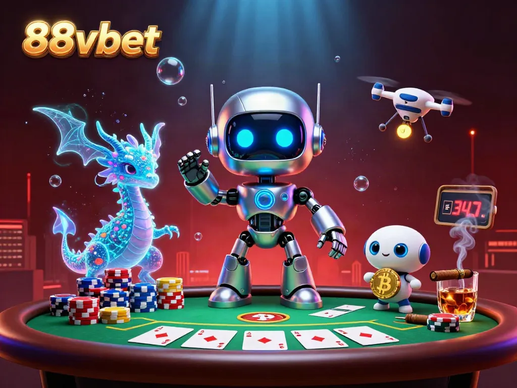 Engage in thrilling gameplay at 88vbet with a dynamic scene featuring colorful poker chips and a vibrant casino atmosphere.