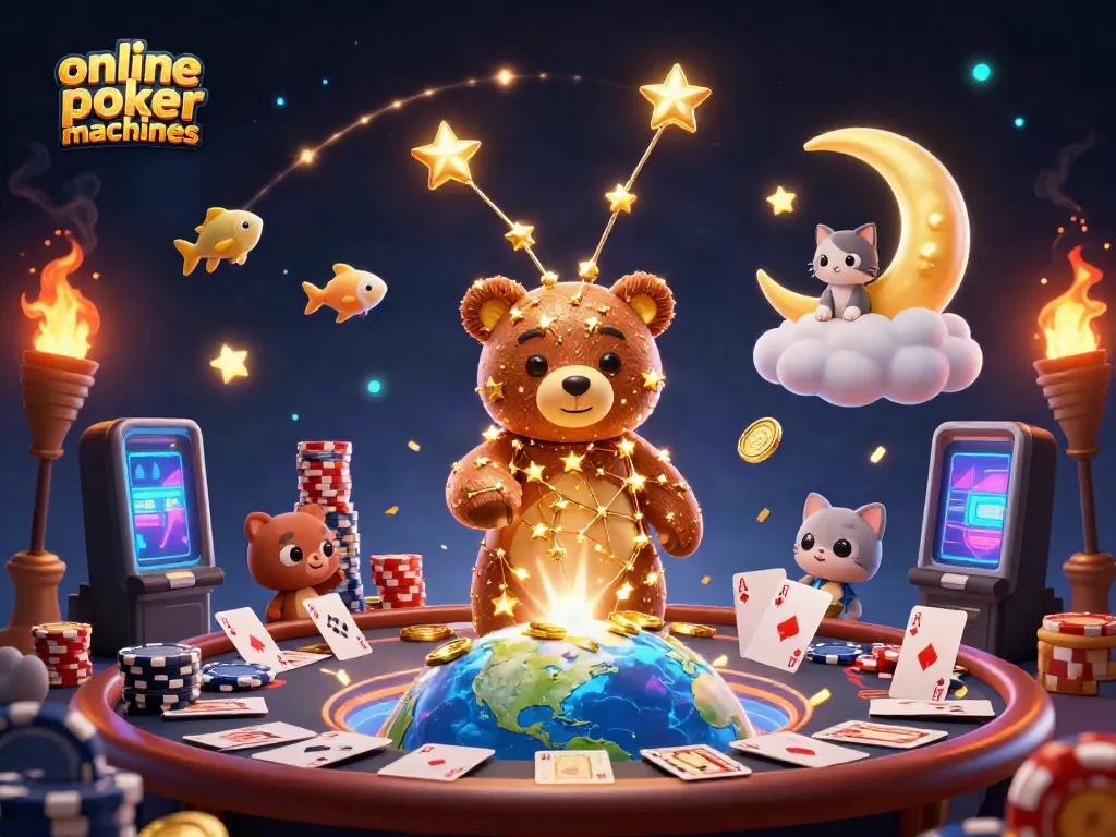 Experience online poker machines with vibrant casino elements and dynamic character interaction.